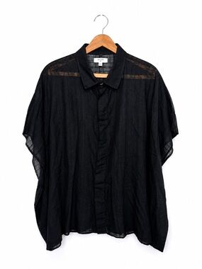 Billy Reid Black Sheer Textured Oversized Blouse Made in Portugal M